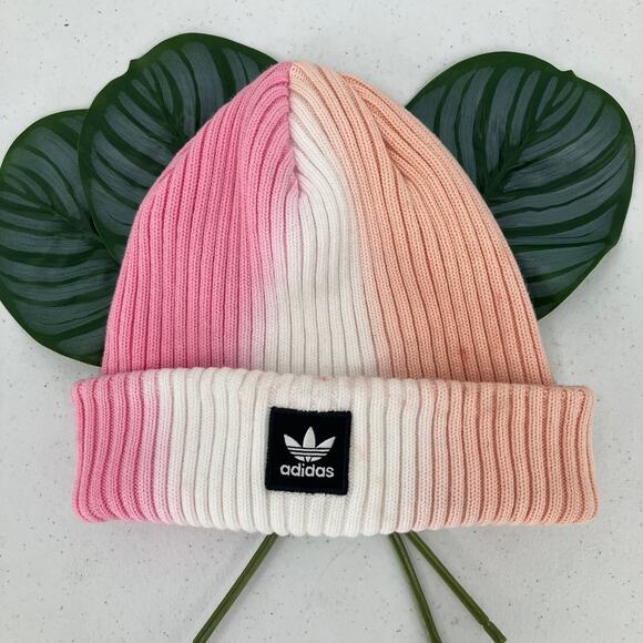 adidas Accessories - Adidas Colorwash Pink Orange Peach Ribbed Tie Dye Beanie Winter Stocking Hat